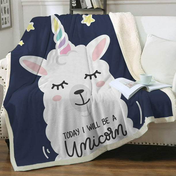 Llama in Space Blanket and Comfy Warm Throw Novelty Sherpa Blankets for Bed Sofa Travel Office Women Men Gift 